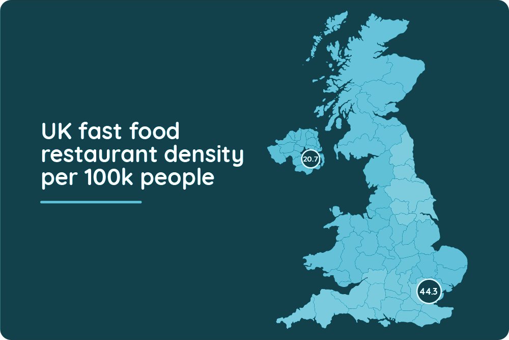 UK fast food restaurant density